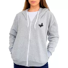 Blusa Moletom De Frio Borboleta Butterfly Capuz Zíper Aberto