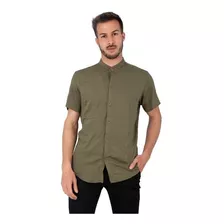 Camisa Manga Corta De Lino Cuello Mao Art 2700