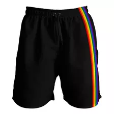 Short Praia Masculino Faixa Bandeira Gay Arco Íris Qualidade