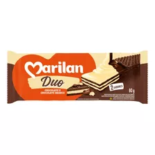 Biscoito Wafer Recheio Chocolate E Chocolate Branco Marilan Duo Pacote 80g