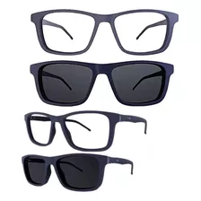 Armação Oculos Grau Hb 0351 Azul Fosco Clip On Polarizado