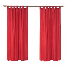 Juego De Cortinas Con Presillas 2 Paños Colores Hogar Color Rojo