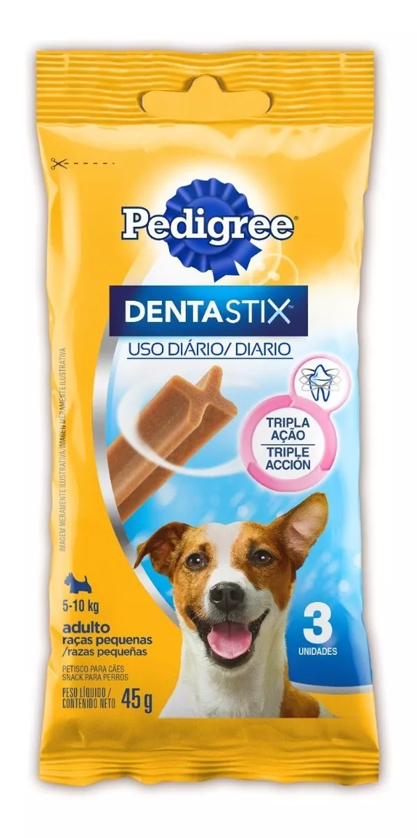 Petisco Pedigree 3 Dentastix Cães Adultos Raças Pequenas 45g