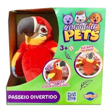 Arara Vermelha Pelucia Passeio Divertido Com Movimento Toyng