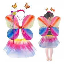 Conjunto Mariposa Multicolor Disfraz Niña Tutú Alas Colores
