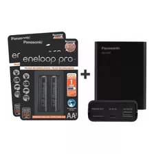 Kit Carregador Panasonic Eneloop Pro Bq-cc87 + 4 Pilhas Aa 