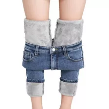 Jeans Elásticos De Pelúcia Quente Feminino