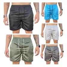 Kit 5 Bermudas Masculino Tactel Grosso Short Praia Treino