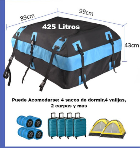 Bolsa Portaequipajes Techo Carga Impermeable Telaoxford 425l Foto 2