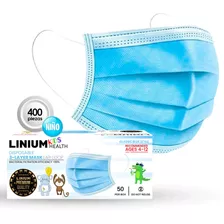 Cubrebocas Tapabocas Linium Tricapa Termos Infantil Ajuste Nasal Niño 400 Pzs Azul