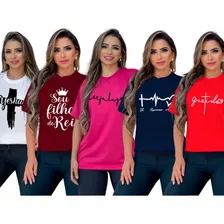 Kit 5 T Shirts Blusas Feminina Roupa Atacado Revenda Barato