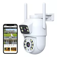 Cámara Seguridad 4k 8mp Wifi Exterior Doble Lente Con Alexa