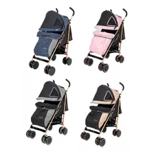 Coche Baston Reclinable Plegable Aluminio Niño Y Niña Dorado Color Gris