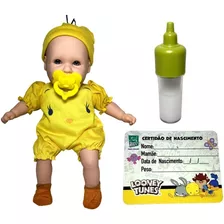 Boneco Bebê Reborn Menino Roupa Tweety Looney Tunes Original