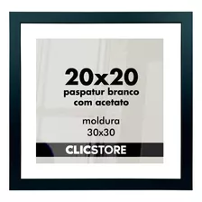 Moldura Paspatur Branco Acetato Quadro Retrato Foto 20x20 Cor Preto