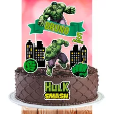 Topper Topo Bolo Personalizado C/ Nome E Idade Hulk