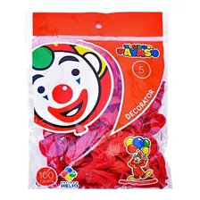 Globo Latex Decorator Redondo N° 5 Payaso C/100 Piezas Color Rojo Cereza