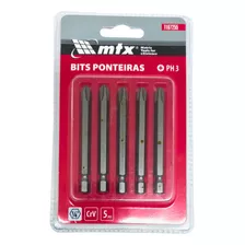 Jogo De Bits Phillips Ph3 X 75 Mm Em Aço Crv Com 5 Peças Mtx