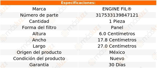 1- Filtro De Aire Santa Fe 2.7l 6 Cil 2007/2009 Engine Fil Foto 2