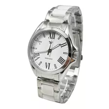 Reloj Kosiuko Mujer Dama Acero 316 Plateado Blanco 829a-911