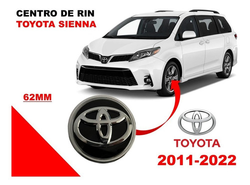 Centro De Rin Toyota Sienna 11-22 Negro/cromado 62 Mm Foto 2