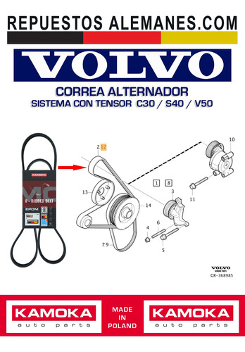 Correa Alternador Volvo C30 S40 1.8/2.0 (sistema Con Tensor) Foto 3