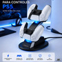 Base Carregador Para Controle Ps5 Dual Usb Com Indicador E Base Antiderrapante Fergusom Branco/preto