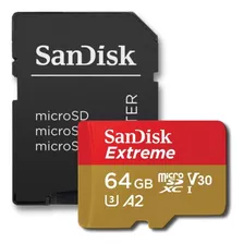 Cartão Microsdxc 64gb Sandisk Extreme 170mb/s Uhs-i V30 U3