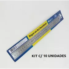 Kit 10x Régua Aço Inox 30cm/12pol Face Milímetros Polegadas 