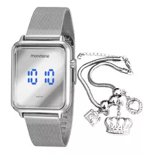 Relógio Feminino Mondaine Prata Luxo Original + Pulseira