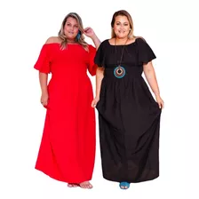 Kit 6 Vestido Longo Plus Size Ciganinha Tamanho Grande