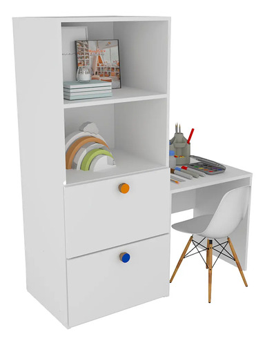 Organizador Gaveteiro Com Mesa Rubi 100% Mdf + Eiffel Branca Branco