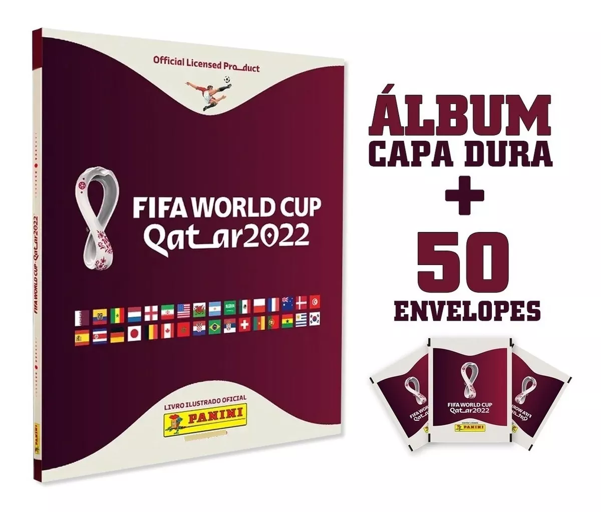 Album Copa 2022 Qatar Capa Dura + 50 Envelopes Figurinhas