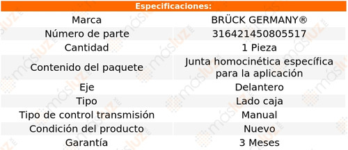 1- Junta Homocintica Lado Caja Zafira L4 2.2l 00/05 Bruck Foto 2