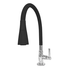 Torneira De Cozinha Gourmet Bancada Com Tubo Cone Preto Império Imports Tubo Conico De Borracha Flexivel Black 2 Jatos Mesa