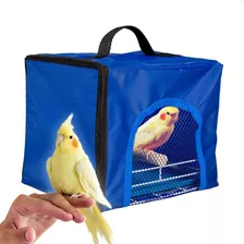 Bolsa Caixa Mala Transporte Pássaro Aves Calopsita Periquito Cor Azul
