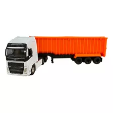 Camion Volvo Welly Con Batea Naranjo Escala 1:64