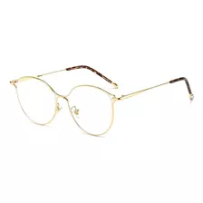 Marco Lentes Ópticos Elegant Round Cat Eye Metal Gold Large