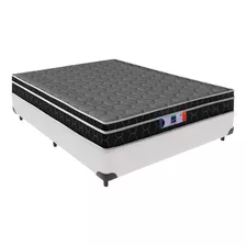 Cama + Box Casal Branca Colchão Resistente D28 Comfort Prime