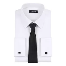 Fahizo Camisa De Esmoquin Blanca Para Hombre, Puños Frances