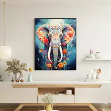 Quadro Decorativo Grande Sala Luxo 90x60 Elefante Colorfull 