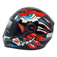 Capacete Fechado Fw3 Gtn Eagle Vermelho Azul Narigueira Alta