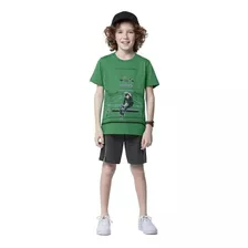 Camiseta Infantil Menino Radical Skate Tour Verde Bg