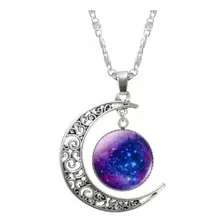 Colar Feminino Corrente Lua Universo Galaxia Nebulosas 3d