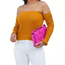 Blusa Feminino Ciganinha Tricot Cropped Manga Longa Moda