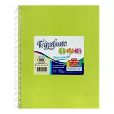 Cuaderno Espiralado 100 Hjs Triunfante T/dura Vinilico 21x27 Color Verde Manzana