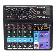 Consola Mixer 6 Canales Teyun A6 Bluetooth Phantom Power Usb