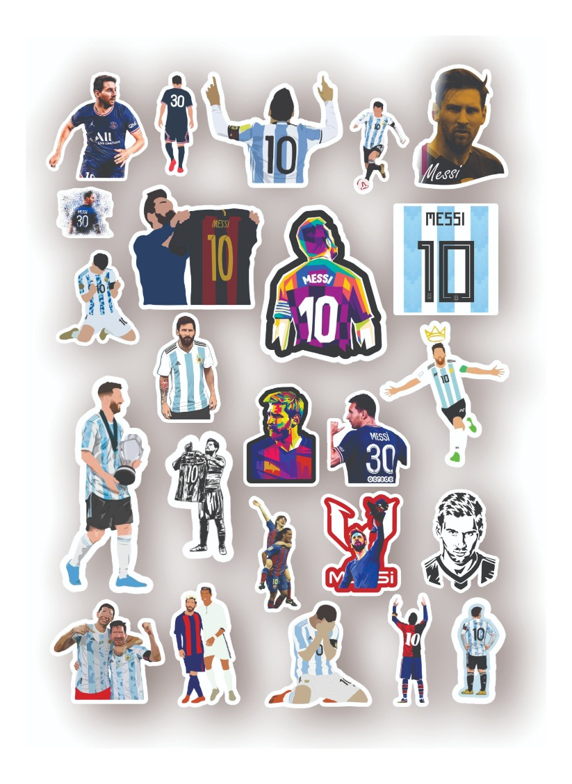 Messi Pack 23 Sticker Kit Imprimible Futbol Calcos Pdf