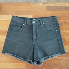 Short Jean Negro Riffle Tiro Alto Impecable, Sin Uso