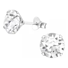 Aros De Plata Punto Luz Zirconia 8,5mm Mujer Hombre Regalo 